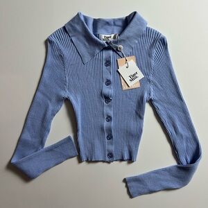 Tiger Mist Blue Long Sleeve Ribbed Top